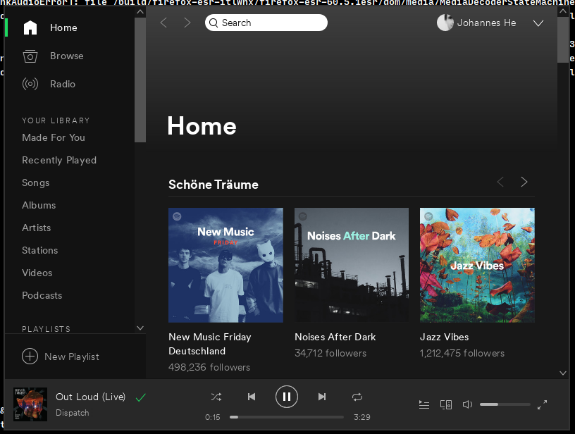 Spotify running inside of a docker container